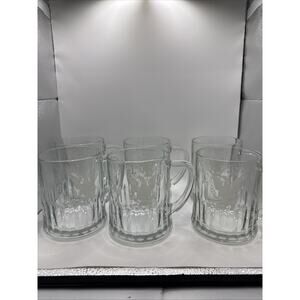 Vintage GREAT SEAL of the USA Frost 20oz Panel GLASS Beer MUG Lot Of 6